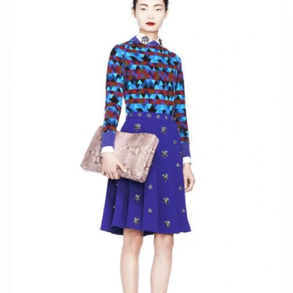 LN RARE J. Crew Collection Byzantine Purple Jeweled Cluster A-Line Skirt - 6